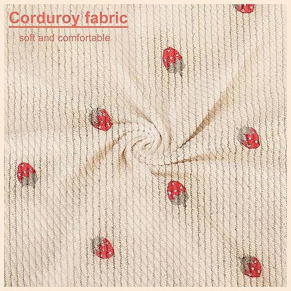 Large Corduroy Bookbag Lightweight 17 inch-Beige-strawberry 2pc - Picture 7 of 7